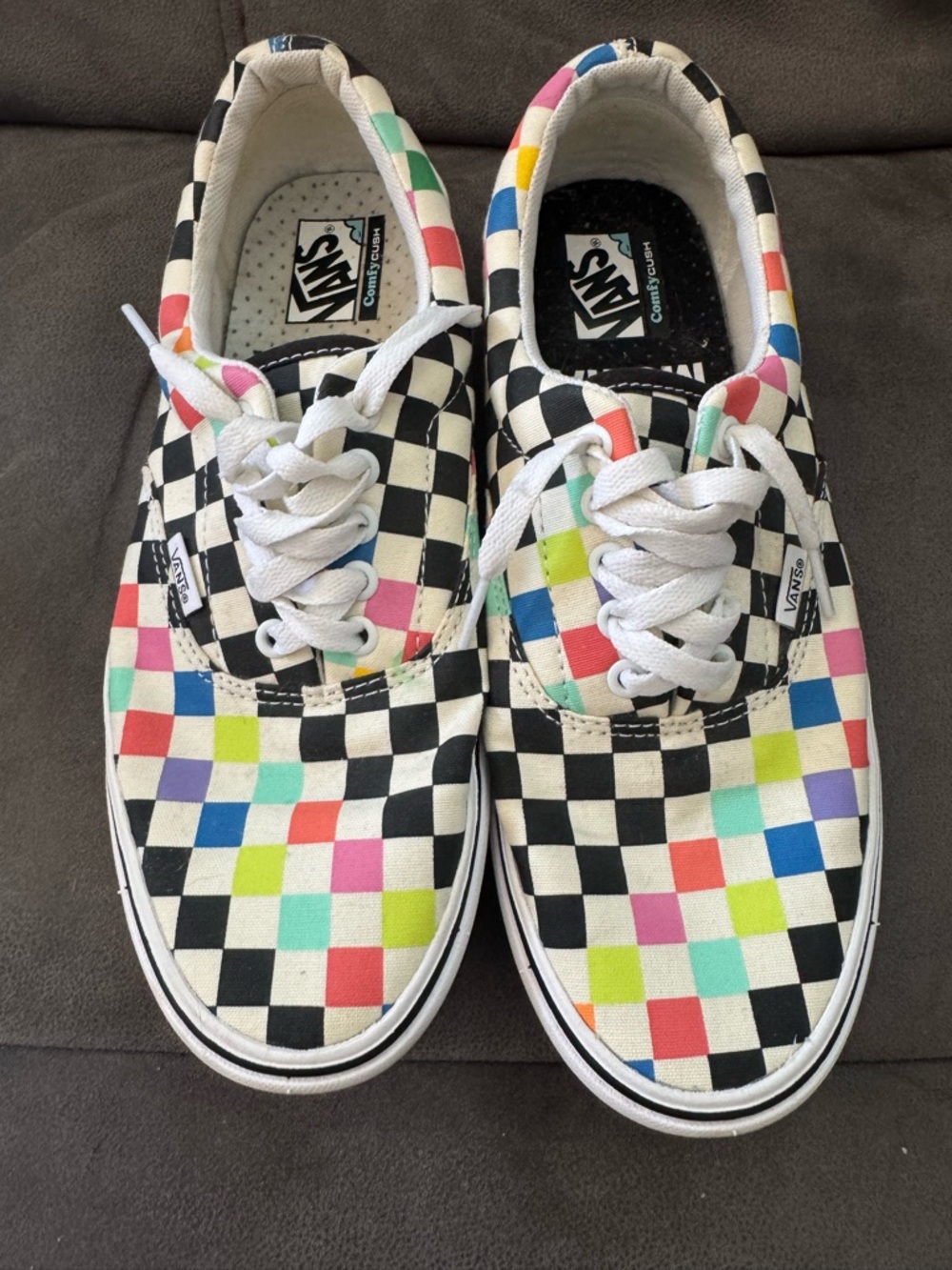 Vans adult Checkerboard Low-Top Sneakers - Black, White, Multi